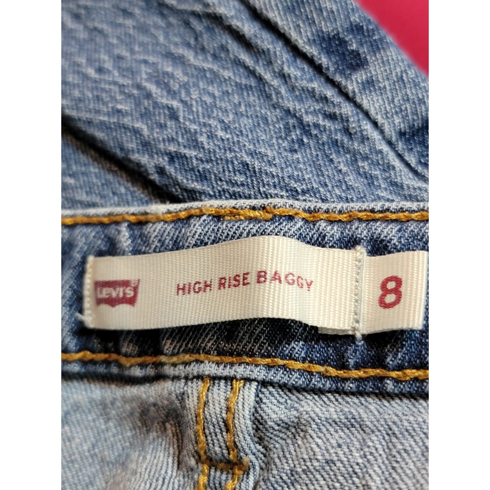 Levi's High Rise Baggy Jeans Kids 8 Regular Blue Excellent Wide Leg Denim - Picture 2 of 9
